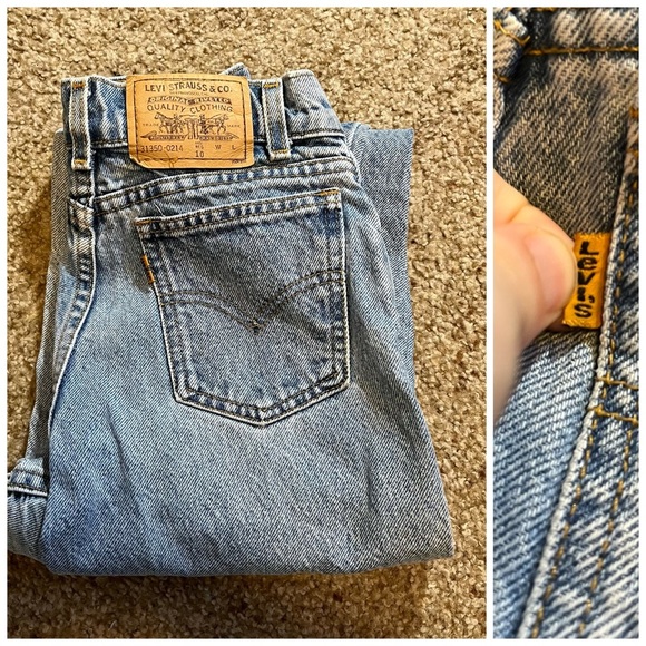 Rare Levis VTG Orange Tab Mom Jeans Light Wash High Rise Tapered Leg Rigid Denim - Picture 1 of 9